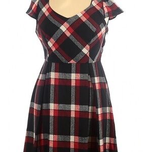 Yellow Star Plaid Mini Dress in Red and Black